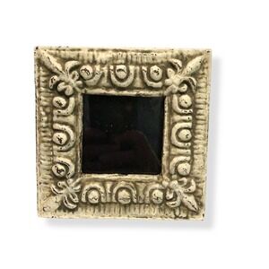 VTG Mini Picture Frame Heavy Ornate Cast Iron Micro 2.5"x3.5" French Farmhouse